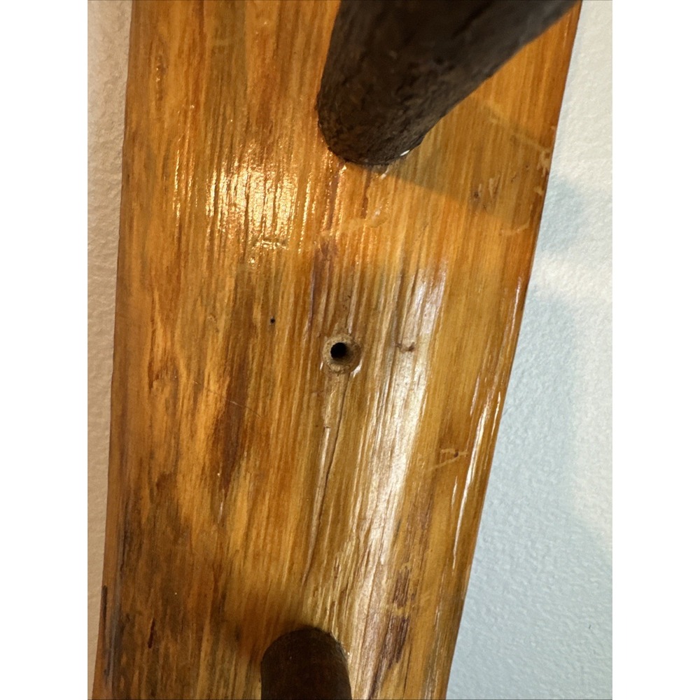 28" LOG Wall Mount Coat Rack 5 Wood Pegs Lodge Cabin Decor Branch Tree Primitive - Picture 12 of 16